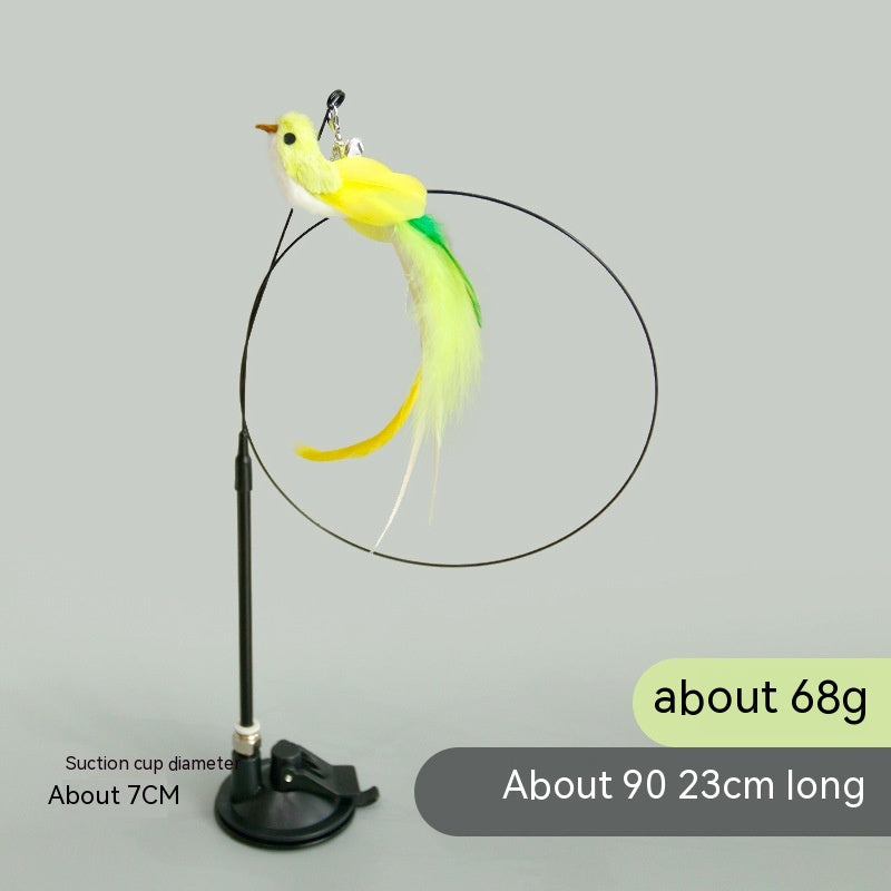 KFX-2392125 Feather Cat Toy Replacement Head with Long Brush and Sucker for Interactive Play