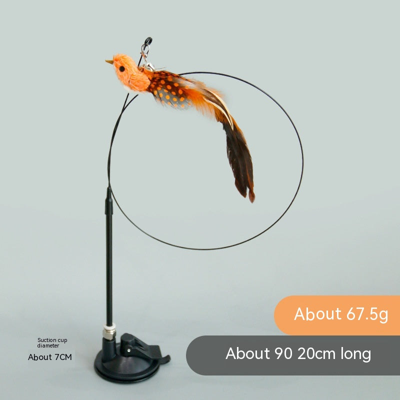 KFX-2392125 Feather Cat Toy Replacement Head with Long Brush and Sucker for Interactive Play
