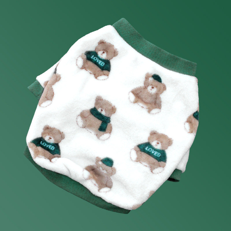 KFX-2393917 Cozy Coral Fleece Dog Pajamas for Winter - Multiple Sizes Available