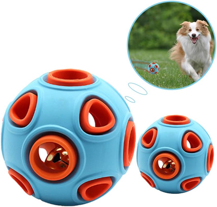 KFX-2394557 Interactive Dog Ball Toy with Ring Bell and Squeak for Pet Exercise and IQ Development