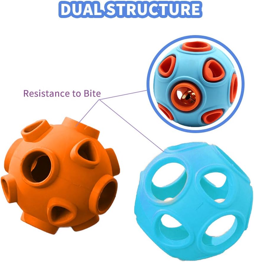 KFX-2394557 Interactive Dog Ball Toy with Ring Bell and Squeak for Pet Exercise and IQ Development