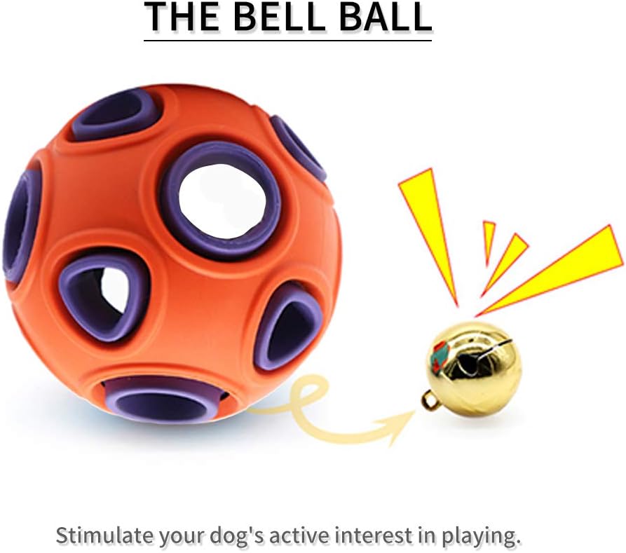 KFX-2394557 Interactive Dog Ball Toy with Ring Bell and Squeak for Pet Exercise and IQ Development