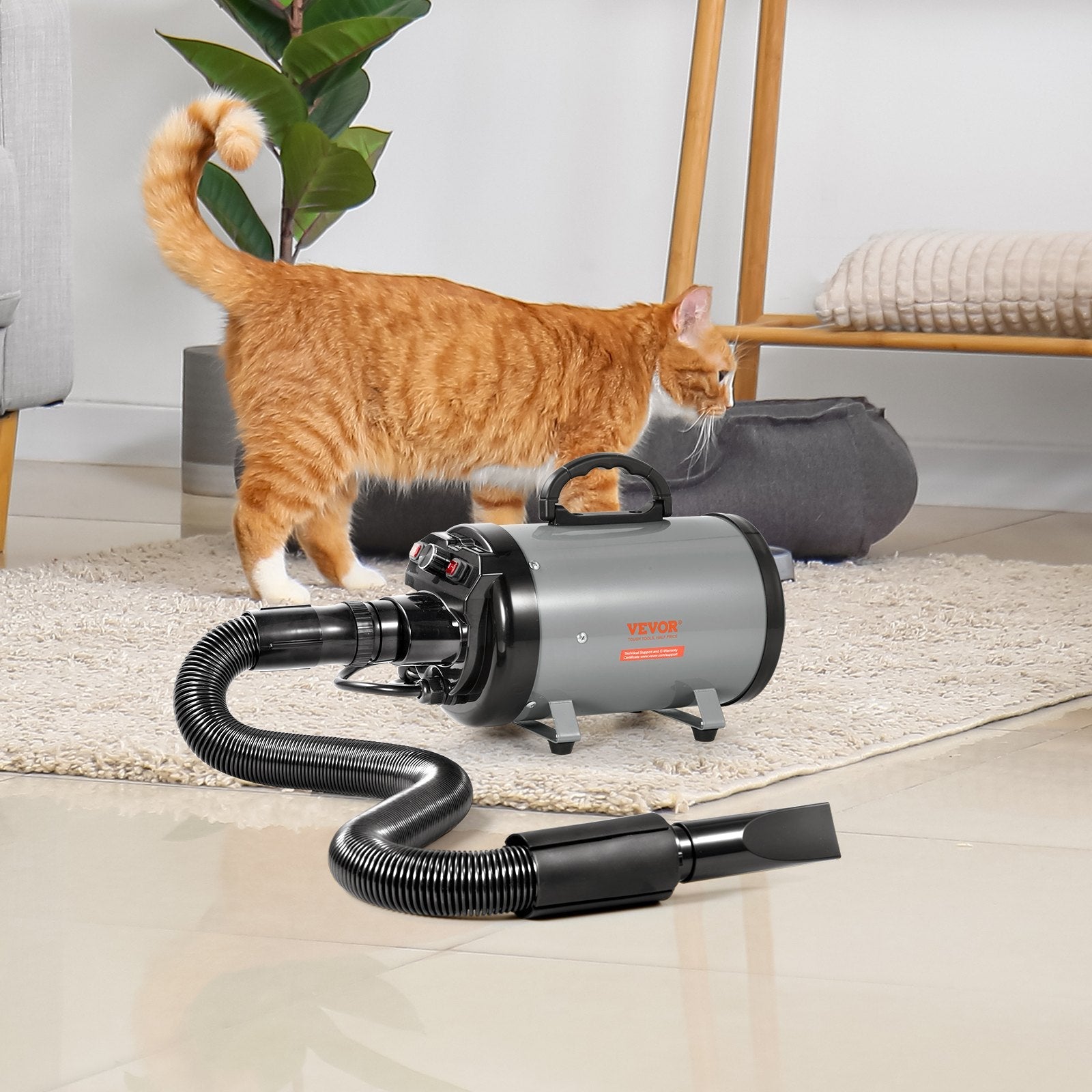 KFX-2394941 2800W Pet Grooming Dryer with Adjustable Speed, Temperature Control, Nozzles, and Extendable Hose