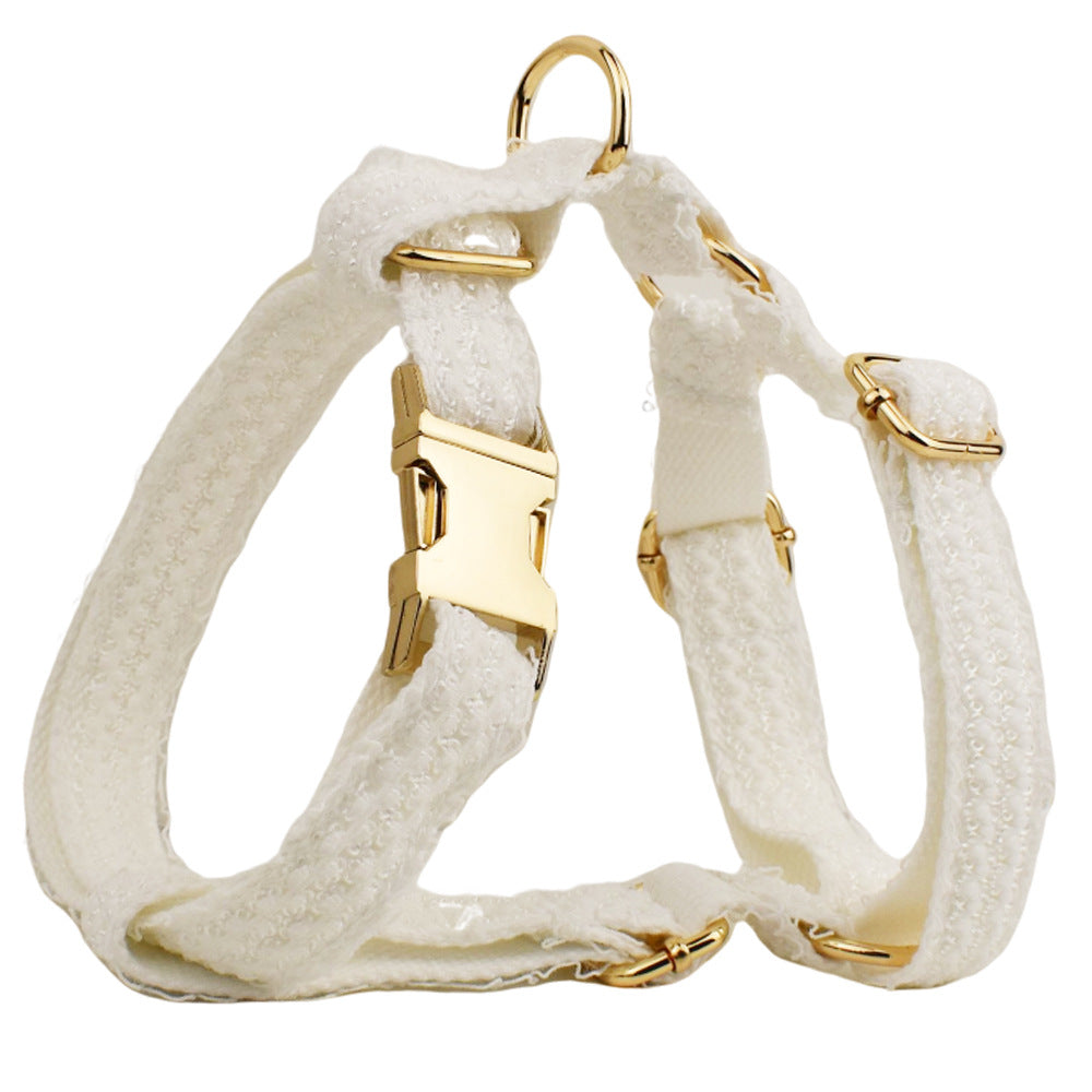 KFX-2395069 Elegant White Lace Pet Vest Set with Collar and Leash