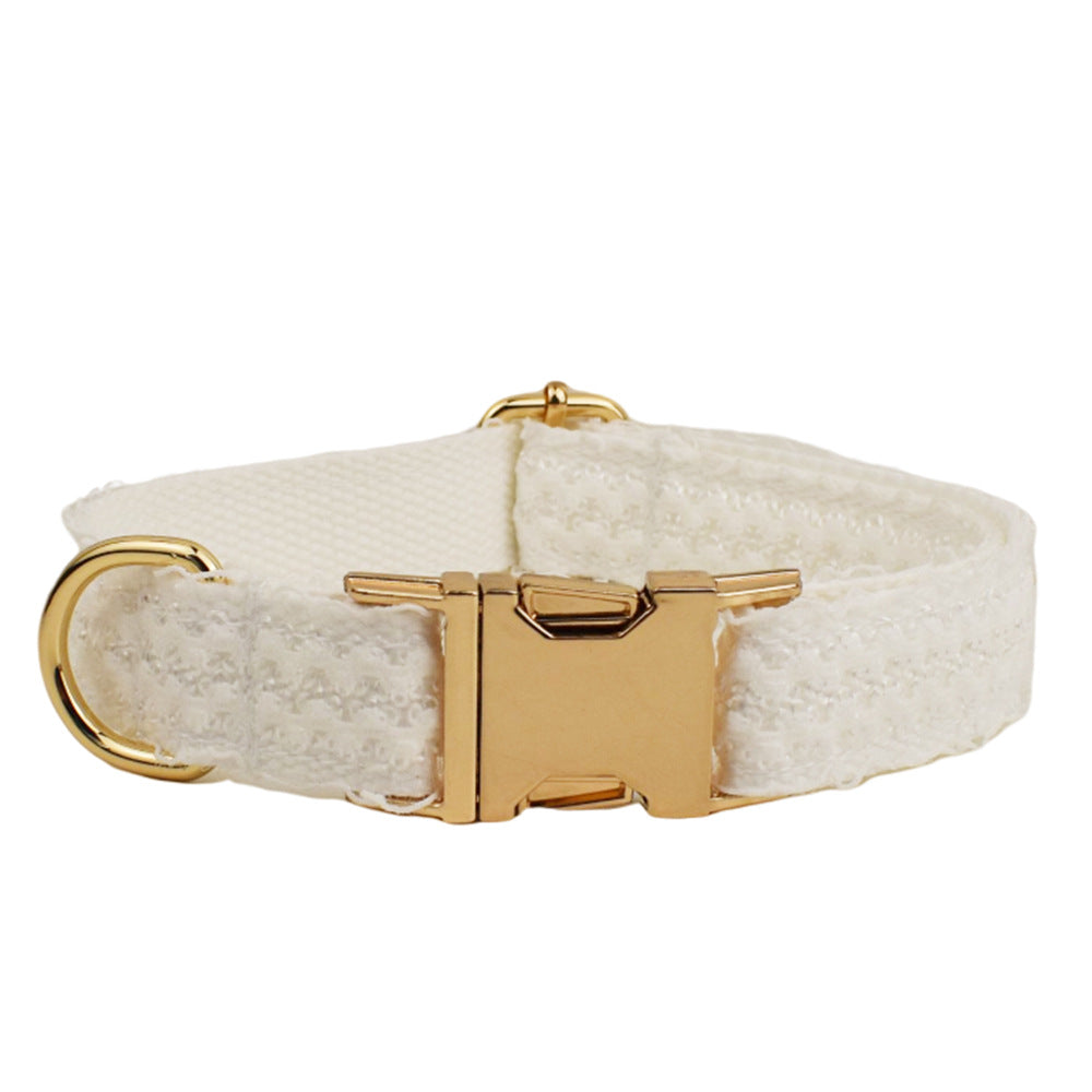 KFX-2395069 Elegant White Lace Pet Vest Set with Collar and Leash