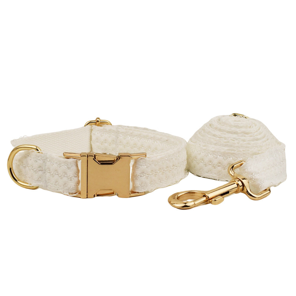 KFX-2395069 Elegant White Lace Pet Vest Set with Collar and Leash