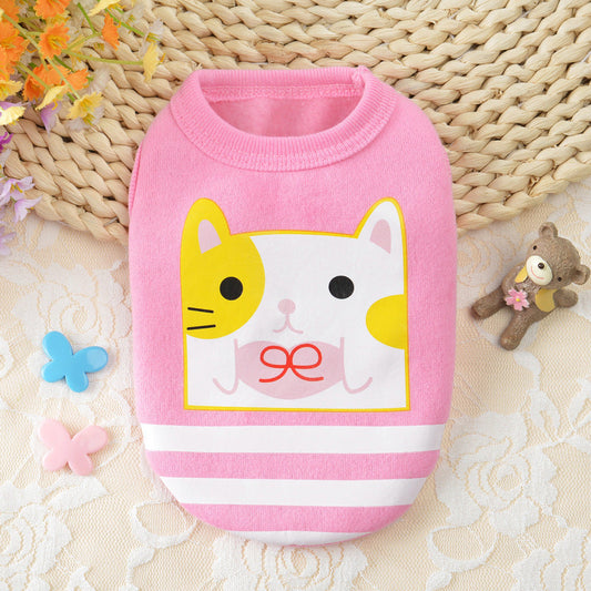 KFX-2395453 Fleece Cartoon Milk Vest for Dogs and Cats - Autumn and Winter Wear