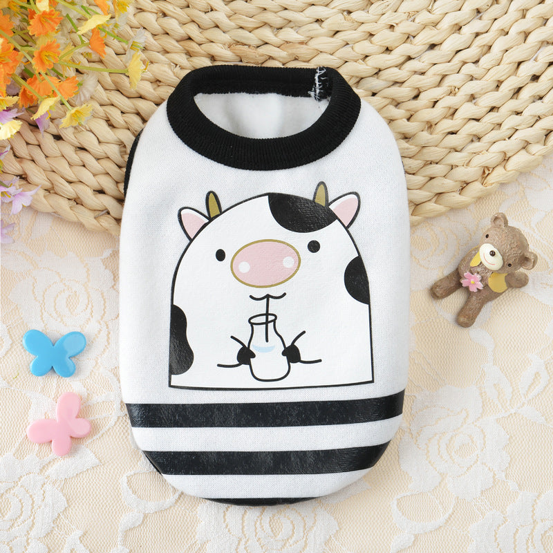 KFX-2395453 Fleece Cartoon Milk Vest for Dogs and Cats - Autumn and Winter Wear