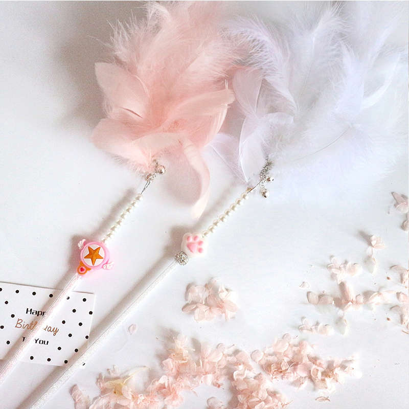 KFX-2397885 Colorful Feather Cat Stick with Hanging Balls for Interactive Play