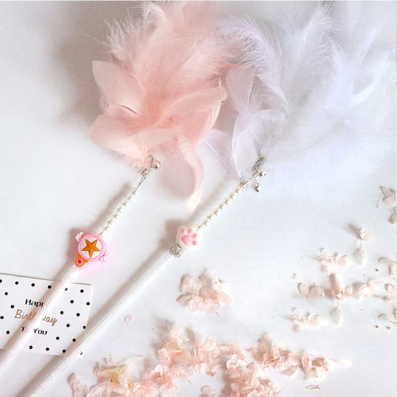 KFX-2397885 Colorful Feather Cat Stick with Hanging Balls for Interactive Play