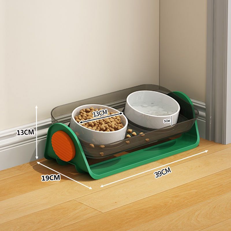 KFX-2399037 Ceramic Cat Bowl with Spill-Proof Design and Dual Bowls, Available in Various Colors