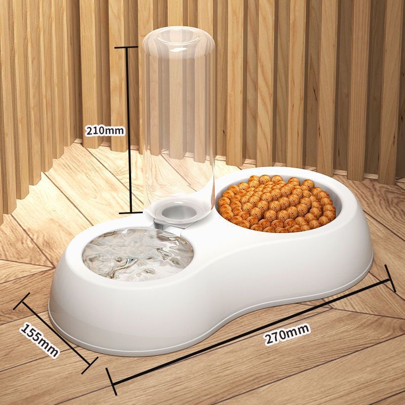 KFX-2399037 Ceramic Cat Bowl with Spill-Proof Design and Dual Bowls, Available in Various Colors
