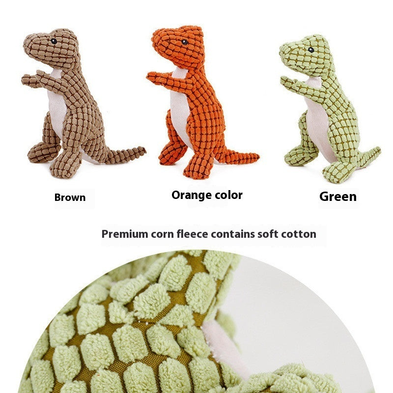 KFX-2402493 Plush Dog Sound Toy - Green, Brown, and Orange Dinosaurs for Boredom Relief