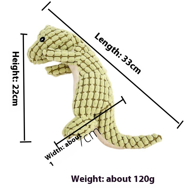 KFX-2402493 Plush Dog Sound Toy - Green, Brown, and Orange Dinosaurs for Boredom Relief