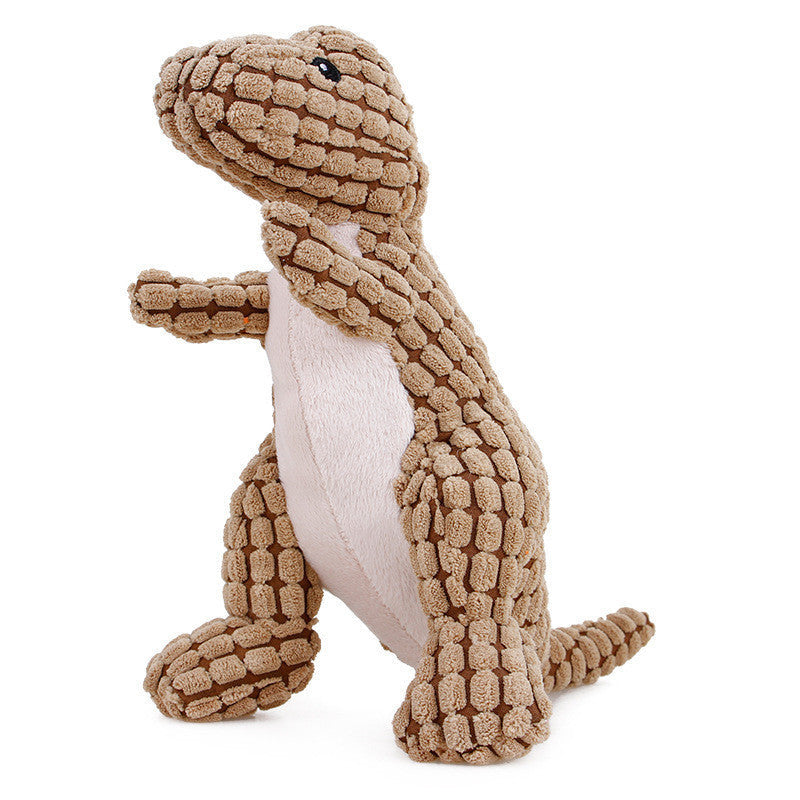 KFX-2402493 Plush Dog Sound Toy - Green, Brown, and Orange Dinosaurs for Boredom Relief