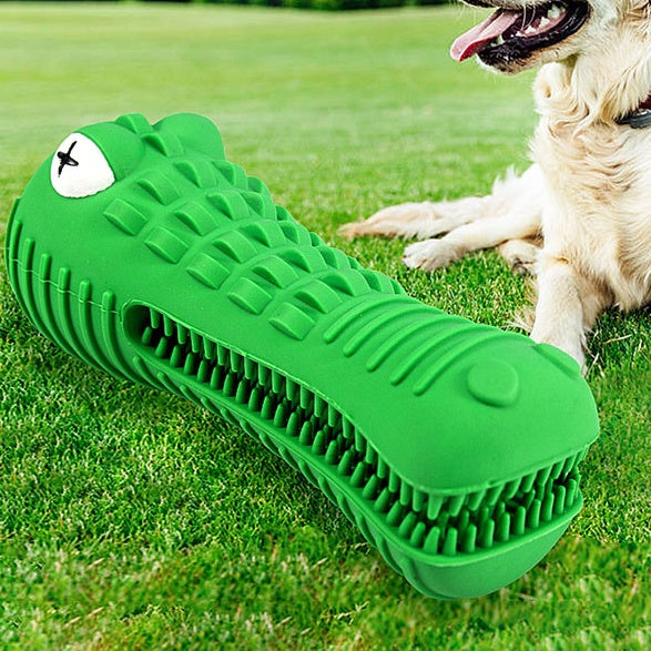 KFX-2403645 Durable Dog Toy for Teeth Cleaning and Play - Crocodile Molar Rod, Food Grade Rubber