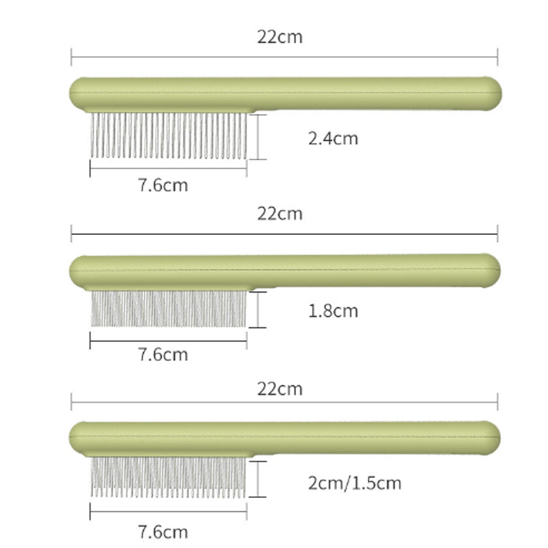 KFX-2406077 Stainless Steel Pet Comb with Rounded Teeth for Effective Hair Removal and Flea Treatment for Cats and Dogs