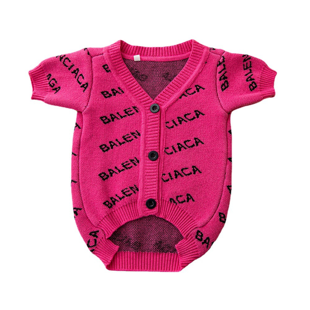 KFX-2406589 Thick Woolen Dog Sweater for Autumn and Winter in Black and Rose Red