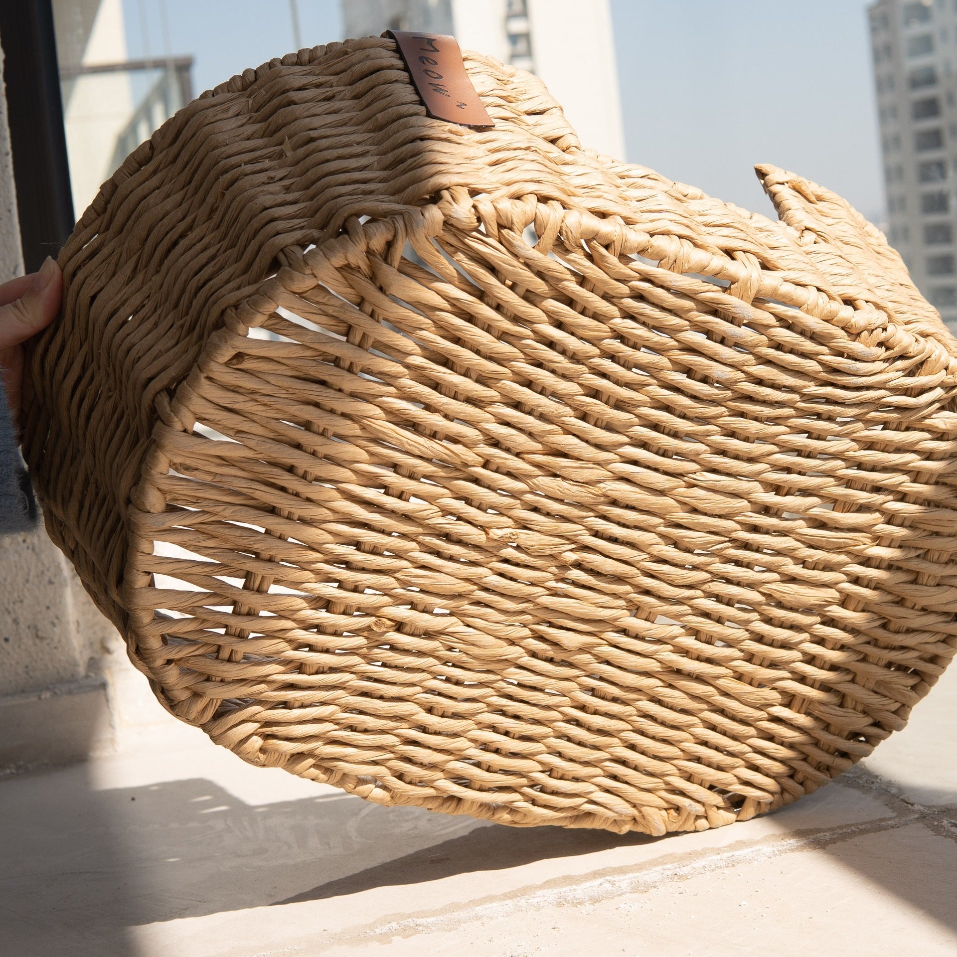 KFX-2407229 Hand-Woven Rattan Pet Nest with Cooling Fabric and Flannel Options - Small to Large Sizes Available