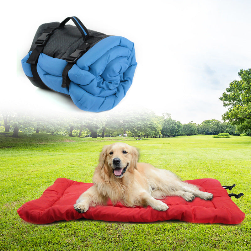 KFX-2410429 Waterproof Oxford Cloth Pet Kennel Mat in Blue, Red, and Grey - Durable Dog Bedding