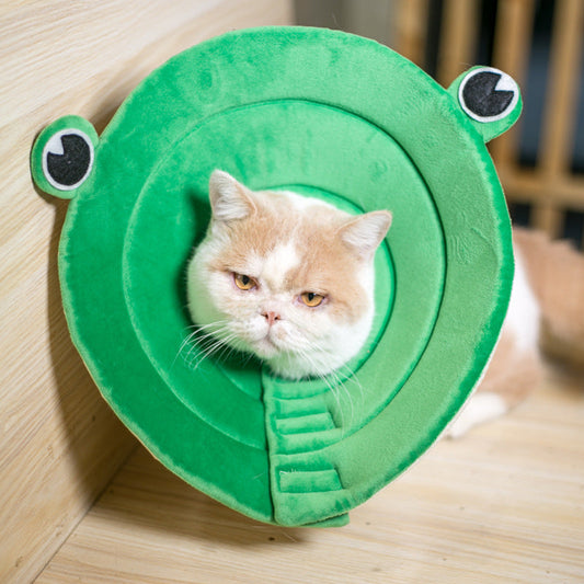 KFX-2410557 Cartoon Frog Recovery Collar for Dogs and Cats - Adjustable Cotton E-Collar