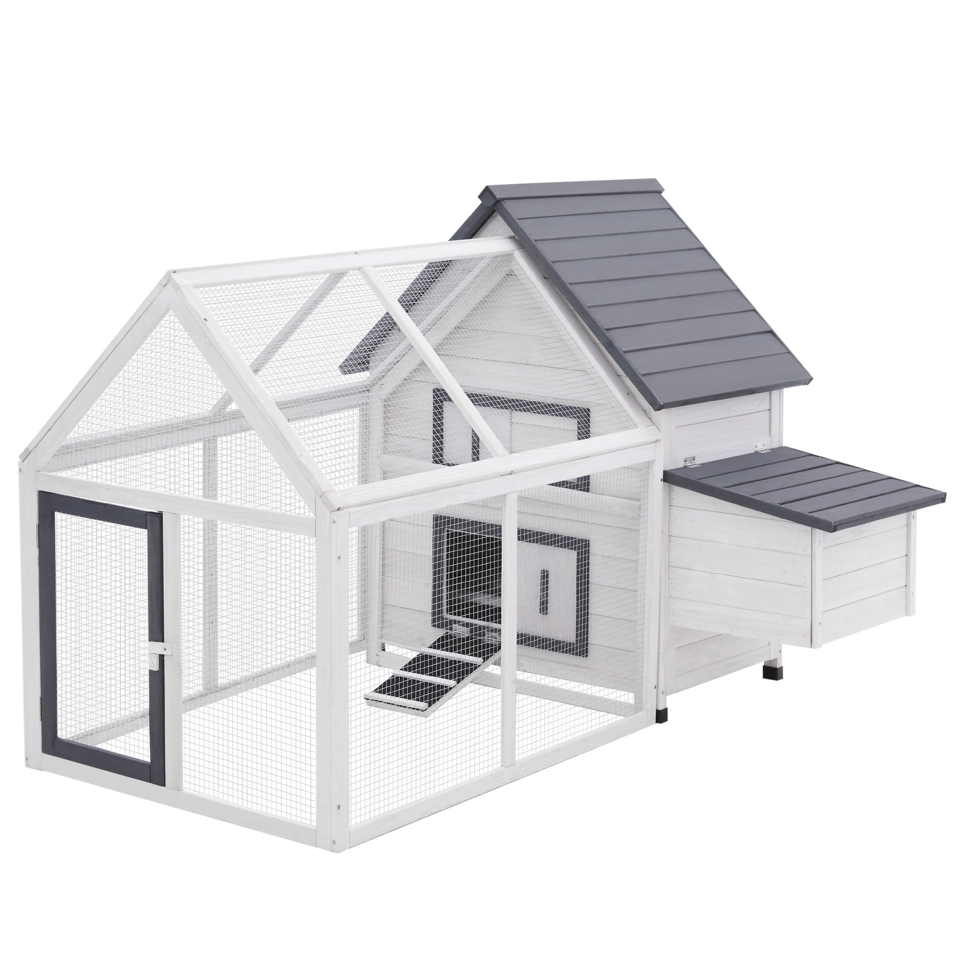 KFX-2412221 Deluxe 65" Wooden Chicken Coop with Nesting Box, Ramp, and Run for Poultry and Rabbits