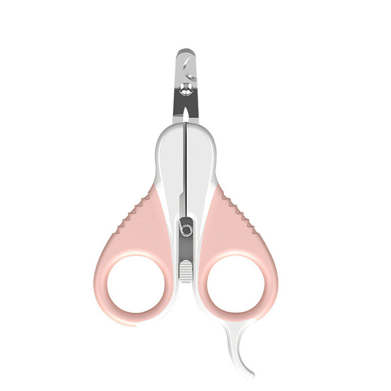 KFX-2412349 Jianpai Stainless Steel Cat Nail Scissors - Pink Flat & Bent Designs, Soft Rubber Grip