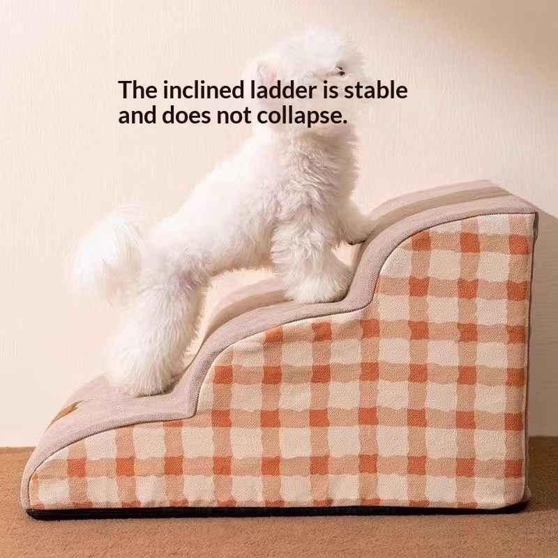 KFX-2412733 Detachable Wooden Climbing Ladder for Dogs - Step Stairs for Beds and Sofas