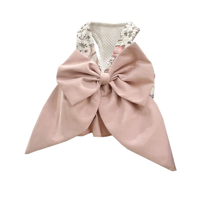 KFX-2413117 Sky Blue, Mustard Green, or Gray Pink Dog Vest Style Harness with Bow for Small to Medium Dogs