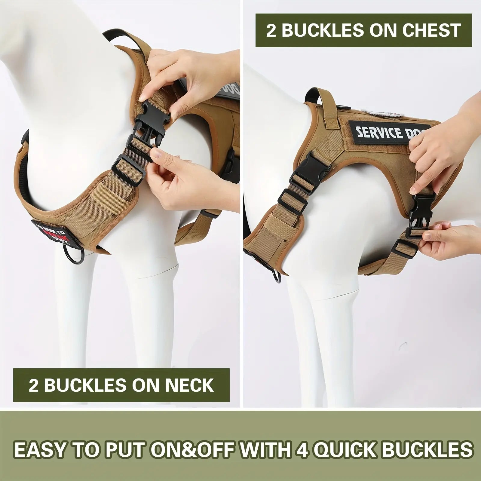 KFX-2413629 Adjustable Reflective Tactical Pet Harness Vest for Small to Large Dogs