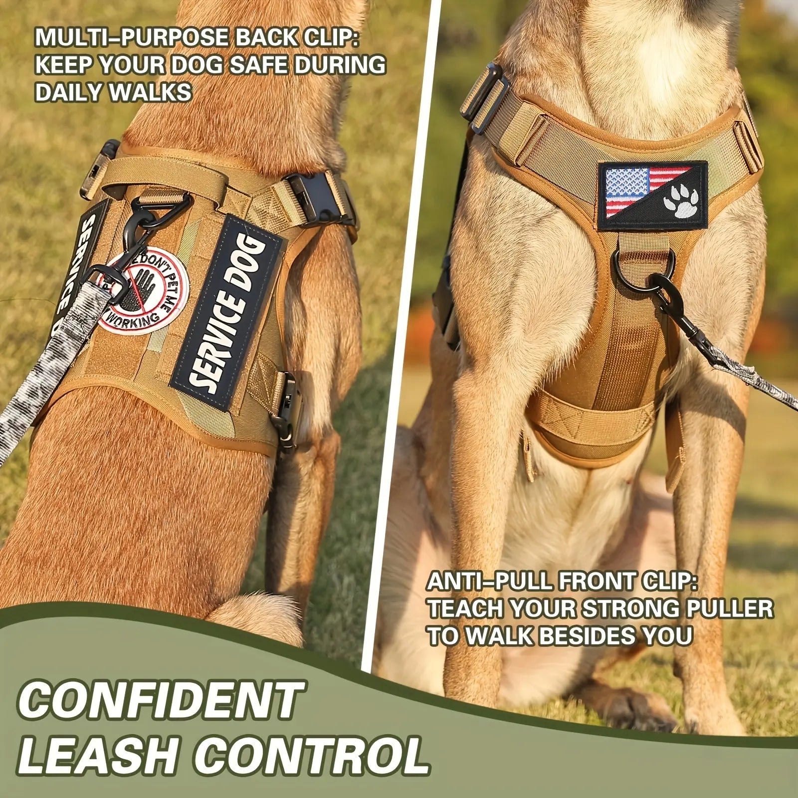KFX-2413629 Adjustable Reflective Tactical Pet Harness Vest for Small to Large Dogs