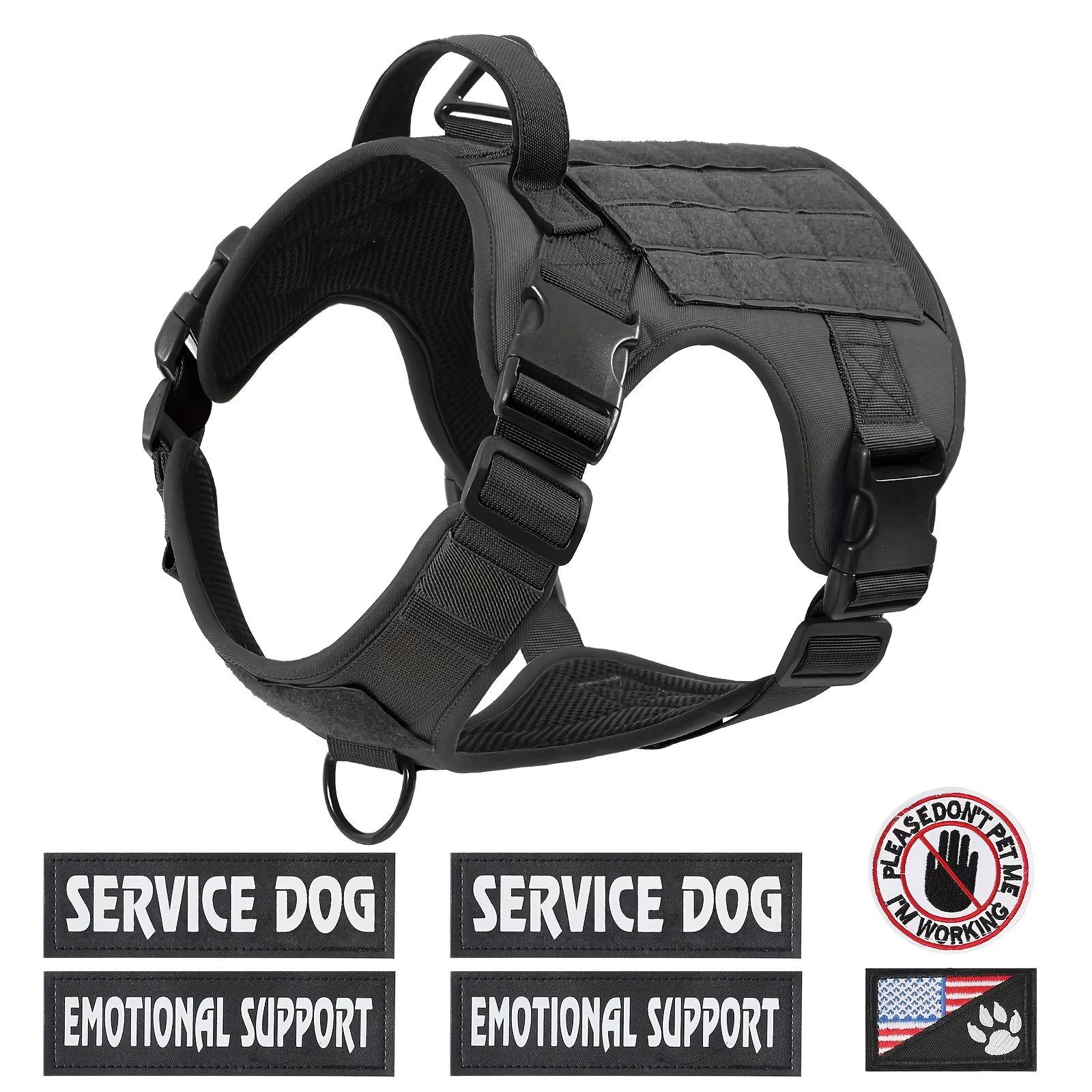 KFX-2413629 Adjustable Reflective Tactical Pet Harness Vest for Small to Large Dogs