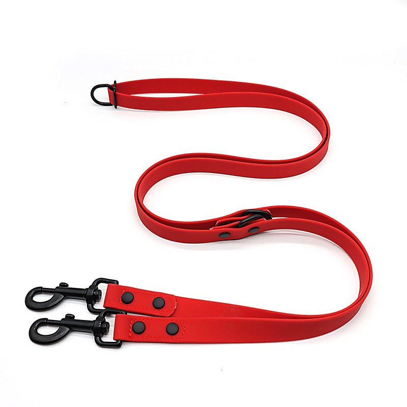 KFX-2414141 Multifunctional Double-Ended PVC Dog Traction Belt with Zinc Alloy Accessories - 2.1m, Various Colors