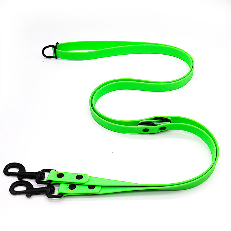 KFX-2414141 Multifunctional Double-Ended PVC Dog Traction Belt with Zinc Alloy Accessories - 2.1m, Various Colors