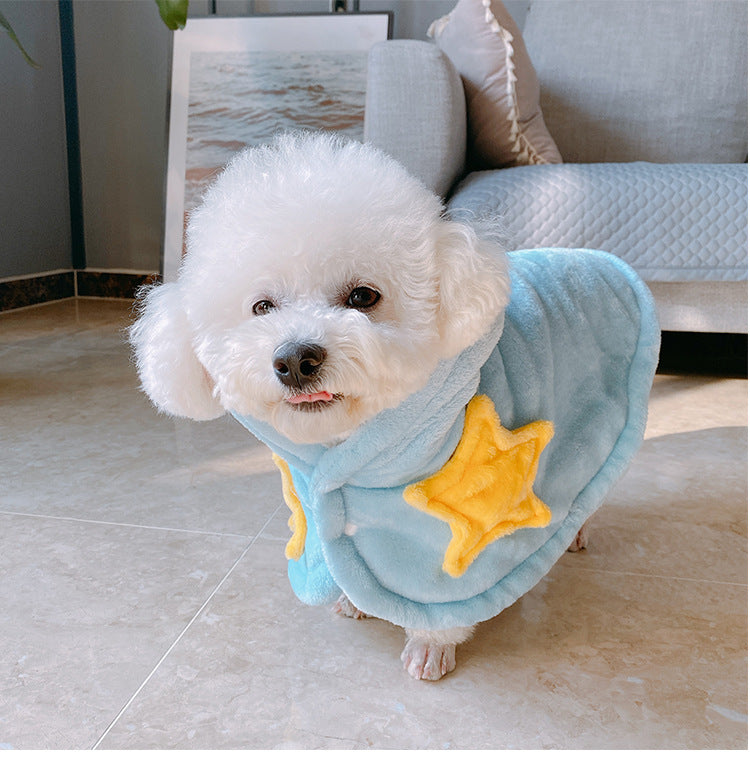KFX-2416189 Cozy Flannel Cat and Dog Nightgown with Cute Star Design, Multi-Functional Winter Clothes
