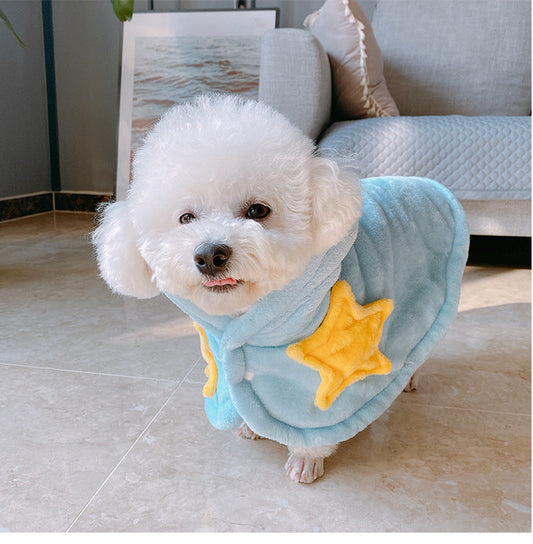KFX-2416189 Cozy Flannel Cat and Dog Nightgown with Cute Star Design, Multi-Functional Winter Clothes