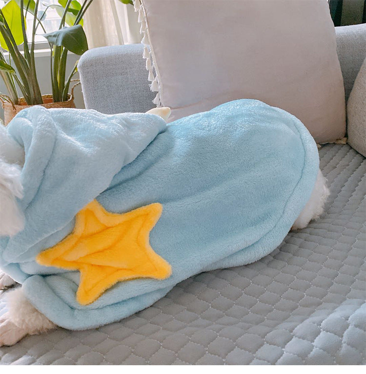 KFX-2416189 Cozy Flannel Cat and Dog Nightgown with Cute Star Design, Multi-Functional Winter Clothes
