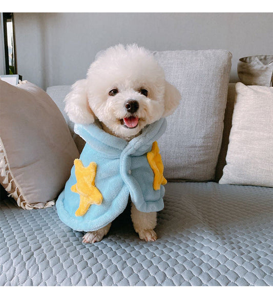 KFX-2416189 Cozy Flannel Cat and Dog Nightgown with Cute Star Design, Multi-Functional Winter Clothes
