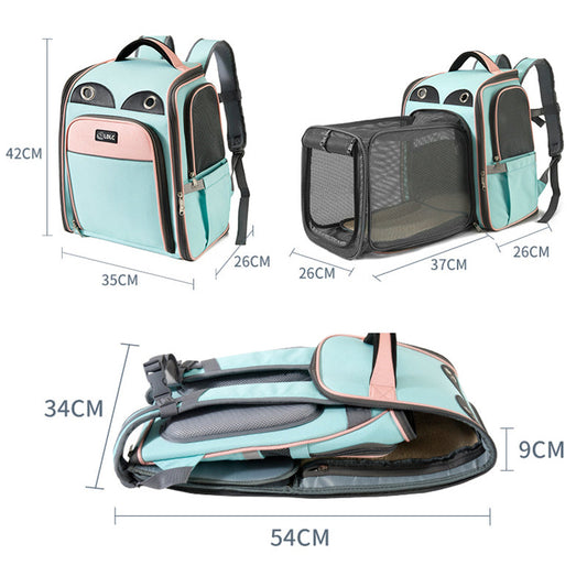 KFX-2416573 Expandable and Portable Pet Backpack with Breathable Fabric and Interactive Window