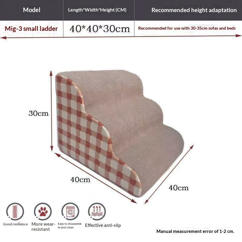 KFX-2417597 Detachable and Washable Pet Climbing Ladder for Easy Bed Access in Various Heights