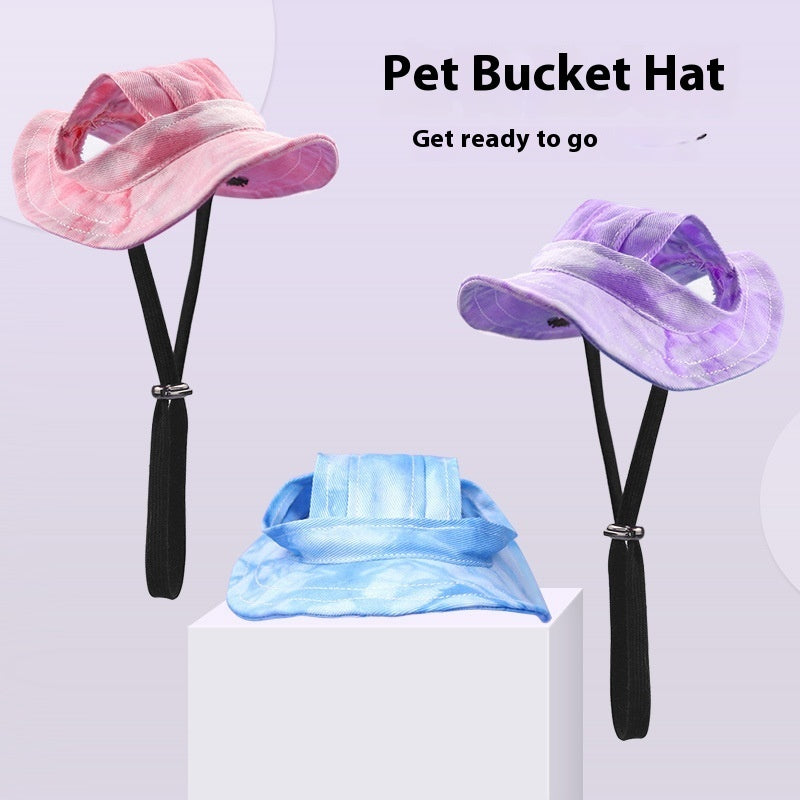 KFX-2419133 Adjustable Cat Hat for Summer Sun Protection - Ear Leakage Design in Blue, Pink, and Purple