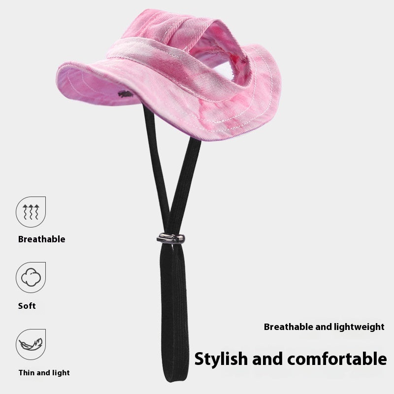 KFX-2419133 Adjustable Cat Hat for Summer Sun Protection - Ear Leakage Design in Blue, Pink, and Purple