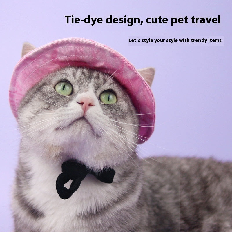KFX-2419133 Adjustable Cat Hat for Summer Sun Protection - Ear Leakage Design in Blue, Pink, and Purple