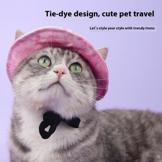 KFX-2419133 Adjustable Cat Hat for Summer Sun Protection - Ear Leakage Design in Blue, Pink, and Purple