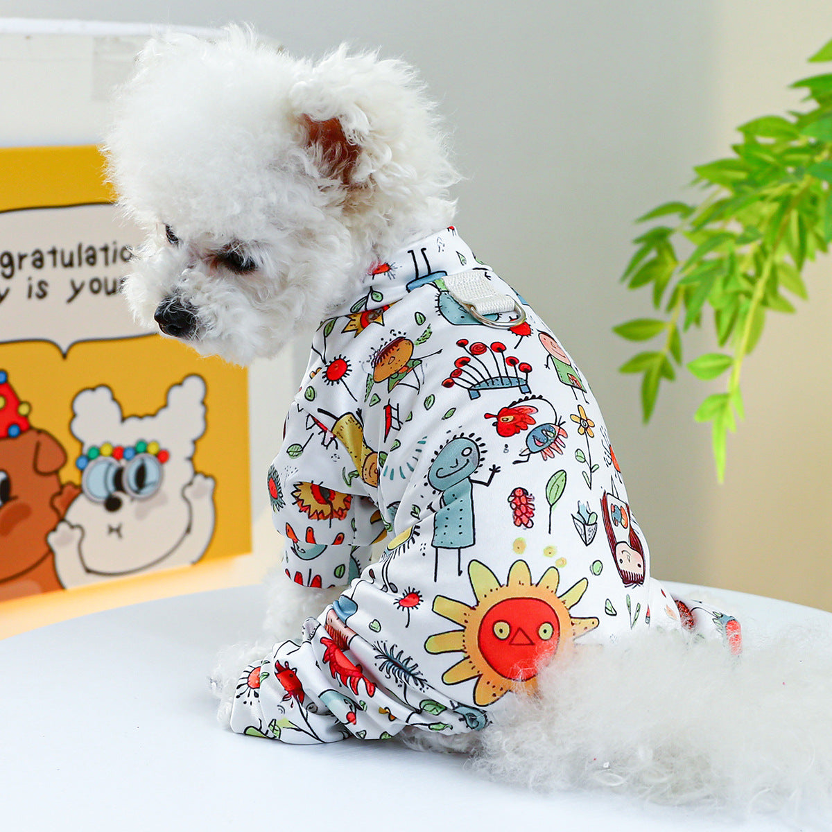 KFX-2419901 Belly-Wrap Four-Legged Outfit in Various Colors and Patterns for Pets