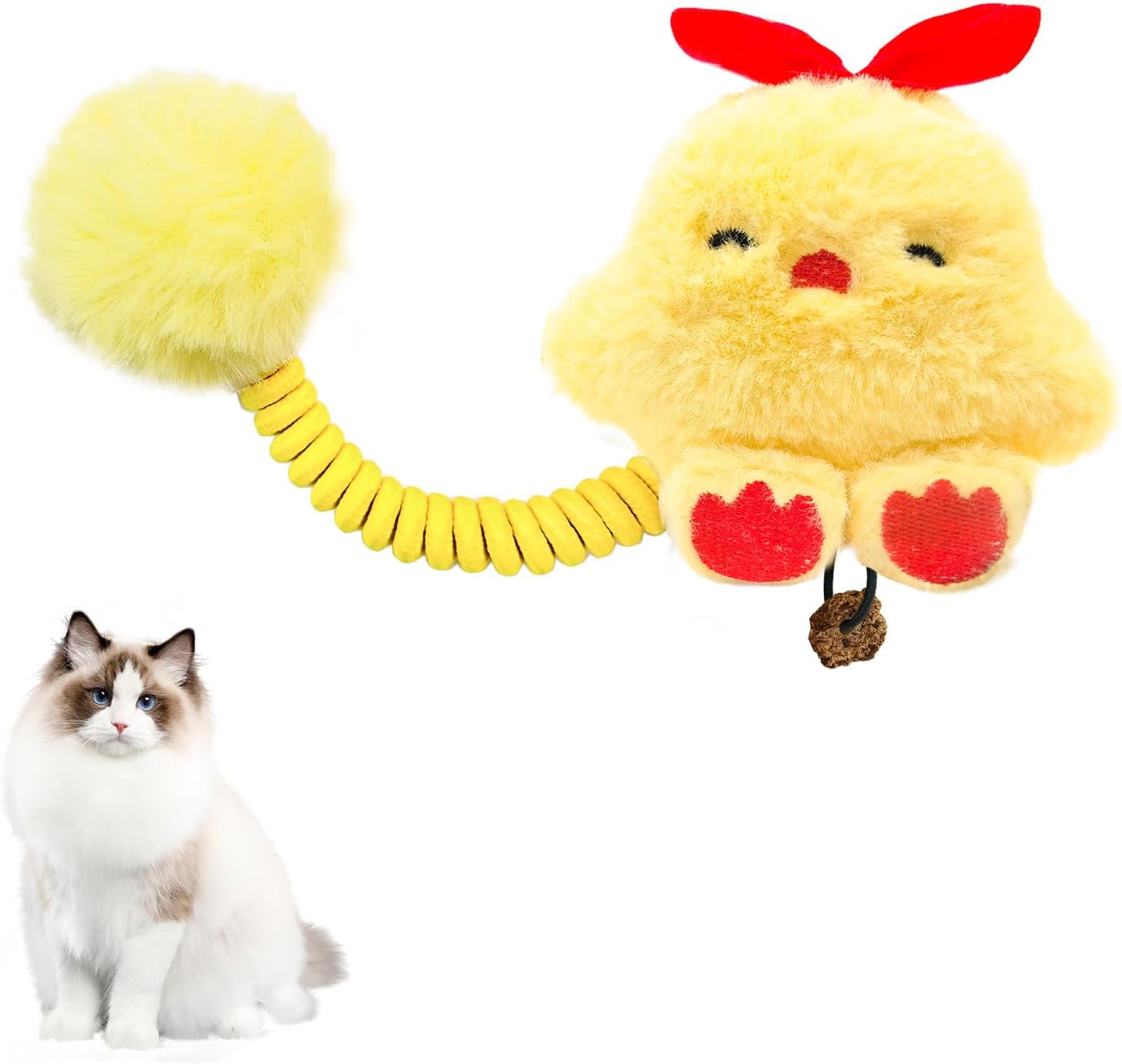 KFX-2421565 Interactive Cat Teething Toys with Silvervine Fruit and Plush Spring Fuzzy Ball for Indoor Kittens