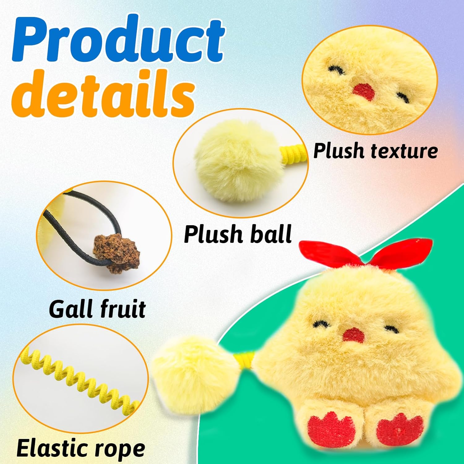 KFX-2421565 Interactive Cat Teething Toys with Silvervine Fruit and Plush Spring Fuzzy Ball for Indoor Kittens