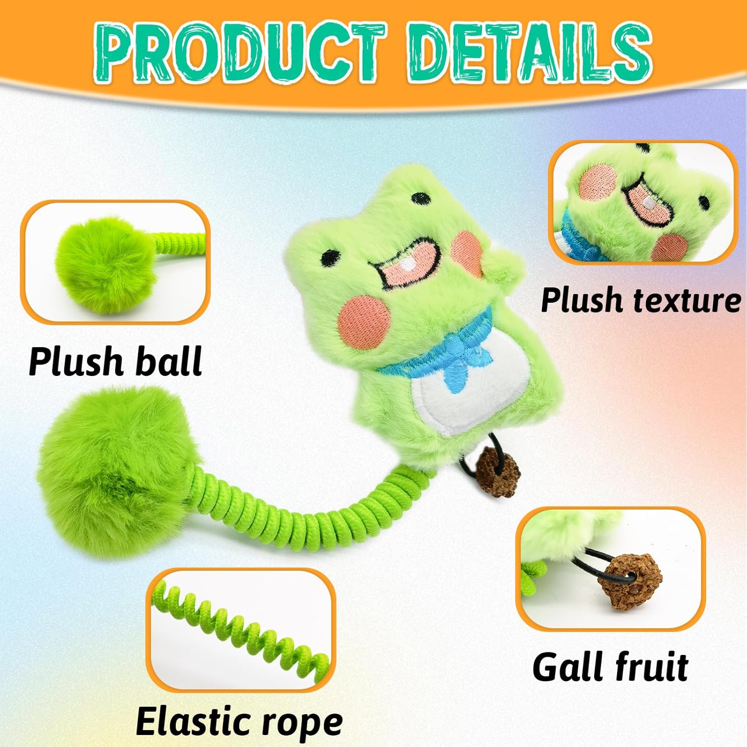KFX-2421565 Interactive Cat Teething Toys with Silvervine Fruit and Plush Spring Fuzzy Ball for Indoor Kittens