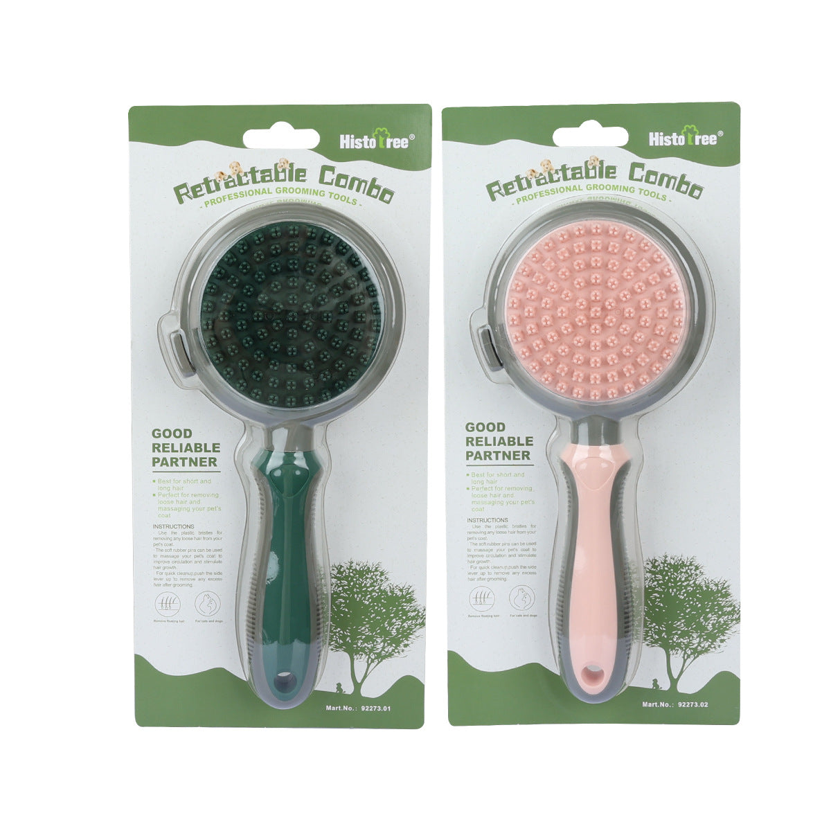KFX-2421949 Double-Sided Self-Cleaning Slicker Brush for Cat Hair Removal and Massage
