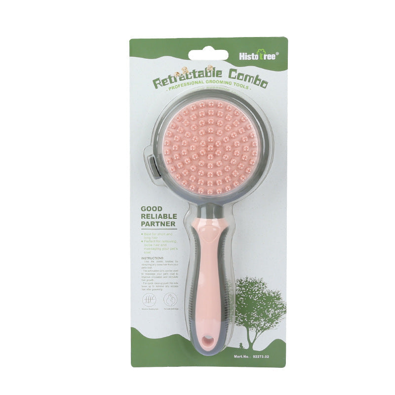 KFX-2421949 Double-Sided Self-Cleaning Slicker Brush for Cat Hair Removal and Massage